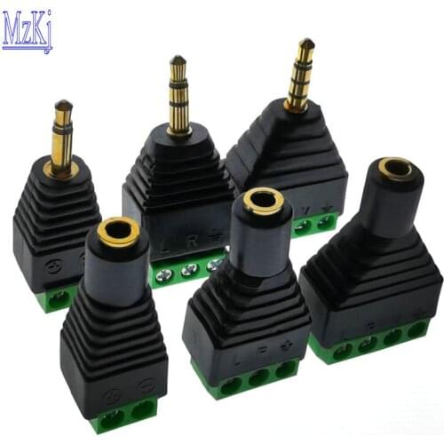 HOT New 3.5MM AUX Audio Jack Sound Track 2C Plug Solderless Connector DIY Screw Lock Cable Adapter for Audio Video