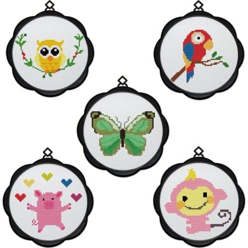 Joy Sunday Small Animal Series Canvas DMC Counted Chinese Cross Stitch Kits Printed Cross-stitch Embroidery Set Band frame