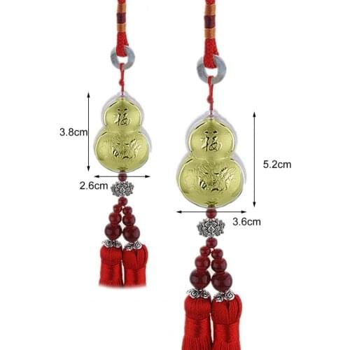New Style Cute Lucky Chinese Style Gold Foil Gourd Safety Car Rearview Mirror Wall Hanging Pendant Car Accessories Goods