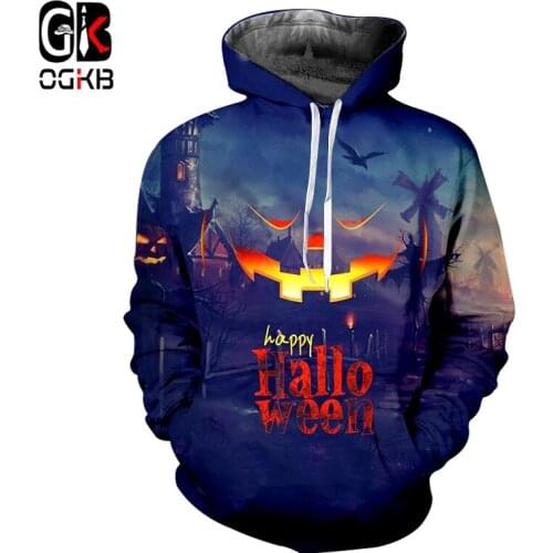 OGKB New Creative Street Clothing 3D Printed Hoodies Funny Pumpkin Castle Halloween Big Size 6XL
