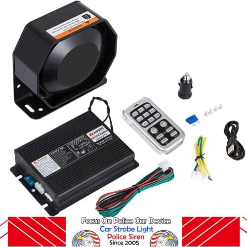 Police Siren Auto Vehicle Car Horns 200W Alarm 8 Sound Tone Emergency Warning Loudspeaker 120-130dB With Remote Control