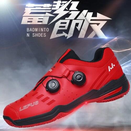 Professional badminton shoes tennis sports volleyball shoes double rotating buckle automatic lace table tennis training shoes