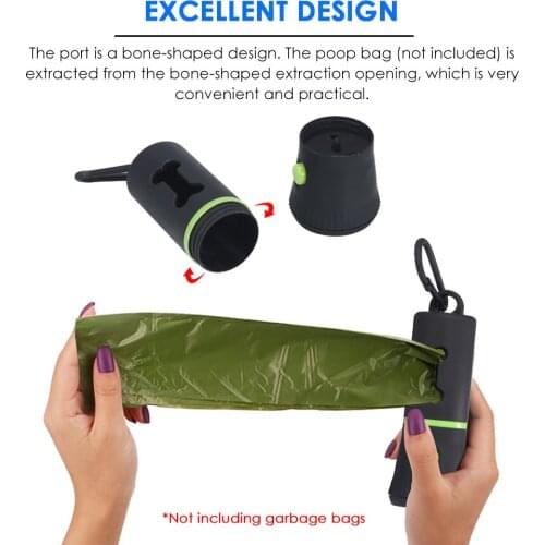 Degradable Dog Poop Bags Dispenser Outdoor Portable Pet Trash Bags LED Light Eco-Friendly Waste Bag Dispenser Cleaning Supplies