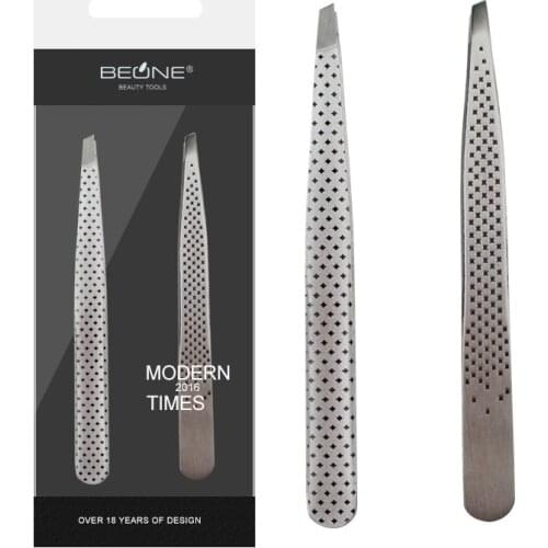 Tip/Point Silver Eyebrow Tweezer 2pcs/Set High-quality Stainless Steel Slant Eyes Tweezer For Face Hair Removal Make Up Tools