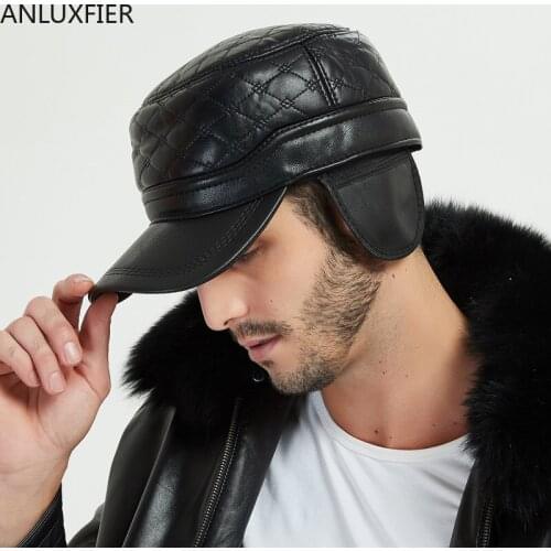 H7138 Adult Visor Hat Winter Outdoor Youth Male Warm Cotton Cap Ear Protection Father Grandpa Casual Fashion Caps