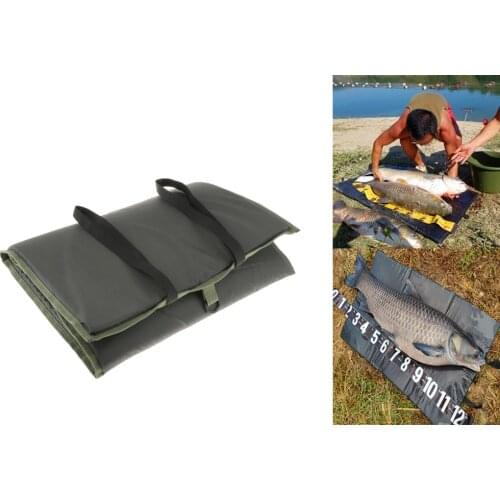 Foldable Unhooking Mat Landing Mat for Fishes Protection Straps Pad Carp Fishing Tackle Army Green 38x19"
