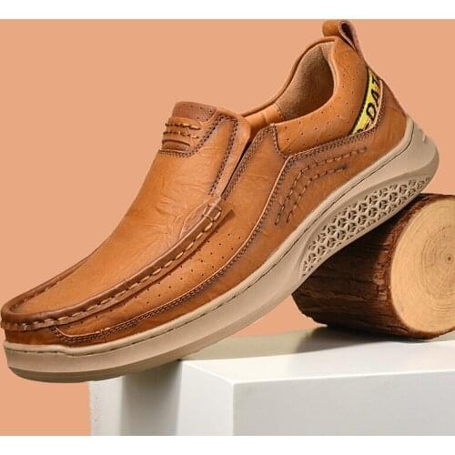 Luxury Genuine Cow Leather Shoes For Men Spring Summer Breathable Comfort Lining Casual Shoes Fashion Hand Sewing Mens Shoes