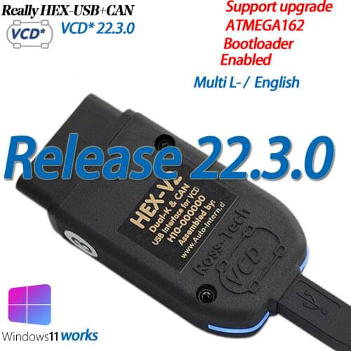 Vag Com 21.3 Really Hex V2 Usb Can Interface ATMEGA162+16V8+FT232RQ Vagcom 2130 VAG Scan Professional VW-AUDi Diagnostic Tools K
