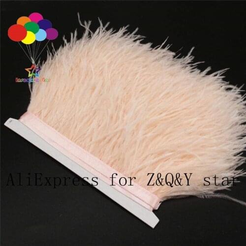 Z&Q&Y natural quality ostrich hair dyed pink pink made cloth edge performance clothing accessories DIY craft feather