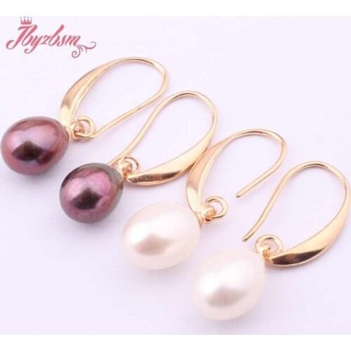7x8-9x10mm Natural Oval Freshwater Pearl Gem Stone Tibetan Silver Dangle Hook Women Earrings For Woman Christmas Gift 1 Pair