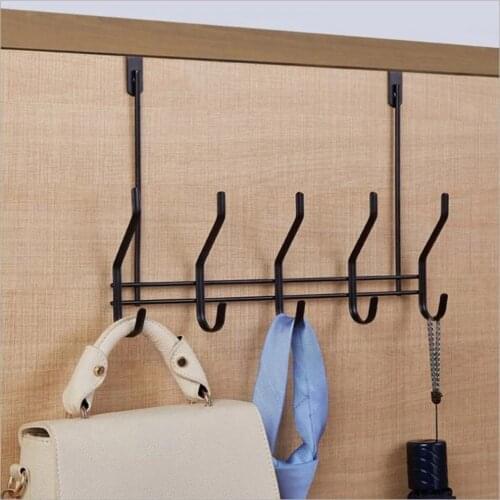 1pcs 30CM Kitchen Rail Rack Wall Punch Free Bathroom Towel Rack Kitchen Door Back Coat Hook Black Hooks Rustless Storage Shelf