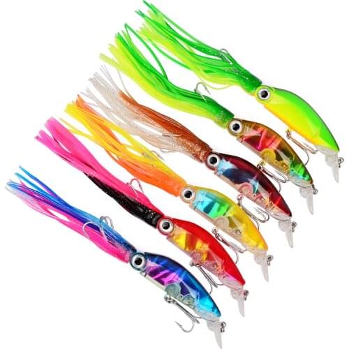 1PCS Squid Octopus Trolling Artificial Fishing lures Treble Hook 10cm 18g fishing Tackle 6 Colors Bionic Squid fishing Bait