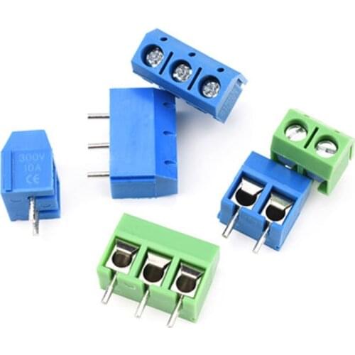 10pcs KF301-5.0MM 2P KF301-3P Pitch 5.0mm Straight Pin 2P 3P Screw PCB Terminal Block Connector Blue Green