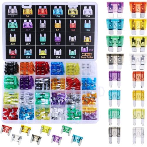 100PCS Car Fuses 2A 3A 5A 7.5A 10A 15A 20A 25A 30A 35A Amp with Box Clip Assortment Auto Blade Type Fuse Set
