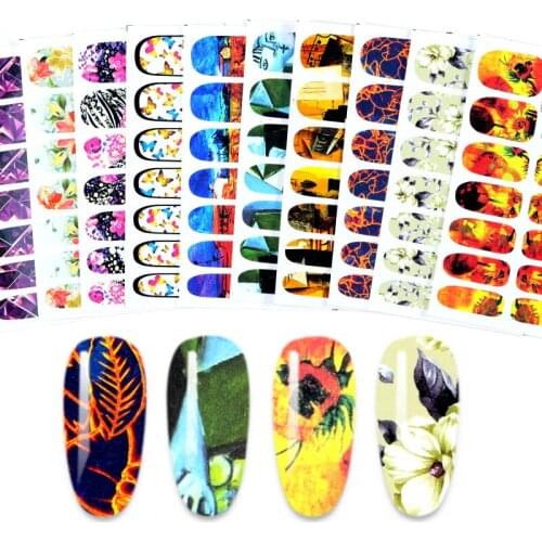 14tips/Set Nail Stickers Water Transfer Decals DIY Sliders for Nails Inscriptions Nail Art Decoration Water Sticker