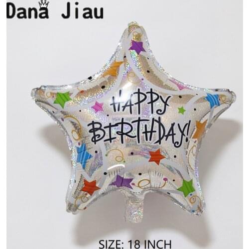 18inch High Quality Laser pentagram Star happy Birthday Aluminum Balloon Children Toys Party Decorative Balloons