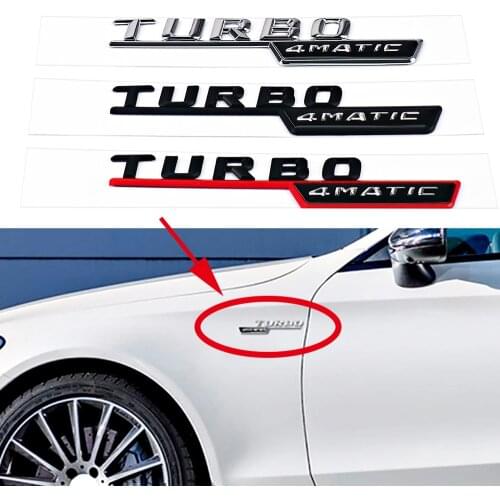 2Pcs TURBO 4MATIC Logo Car Front Fender Insignia Decor Sticker for Mercedes Benz AMG W210 GLC B200 W221 W212 W205 W211 C180 C200