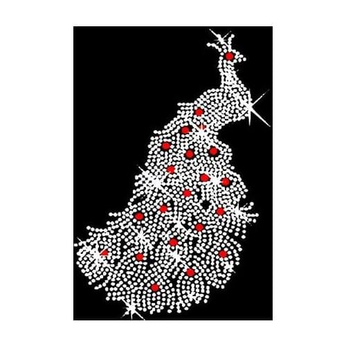 2pc/lot red white Phoenix hot fix motif hot fix rhinestone transfer motifs iron on crystal transfers motif for shirt