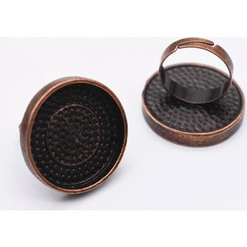25mm 5pcs Antique Copper Plated Brass Adjustable Ring Settings Blank/Base,Fit 25mm Glass Cabochons,Buttons;Ring Bezels