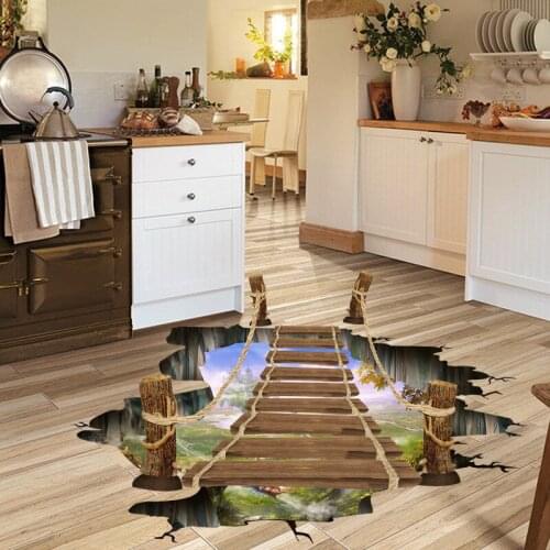 3D Effect Bridge Floor Sticker Home Decor Removable Mural Vinyl Art Living Room Bedroom Home Decals