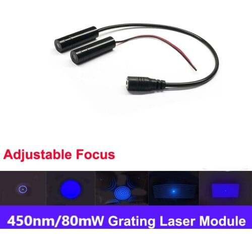 450nm 80mW Blue Adjustable Focus Grating Laser Module 3D Projection Laser Light