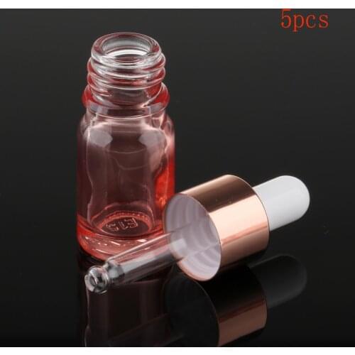 5 Pcs Rose Gold Small Glass Eye Dropper Bottle for Essential Oil Liquids Perfumes