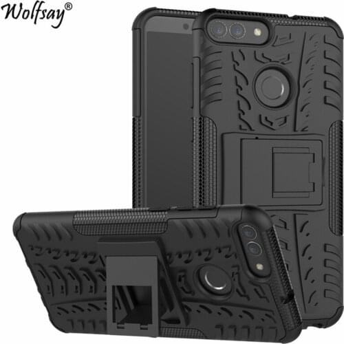 Wolfsay case For Huawei P Smart Case Soft Rubber & Plastic Case for Huawei Enjoy 7S Cover for Huawei P Smart Kickstand Fundas