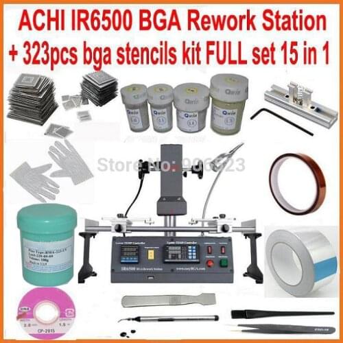 Hot sale ! ACHI IR6500 bga rework station IR soldering station with full set 15 in 1 bga reballing kit