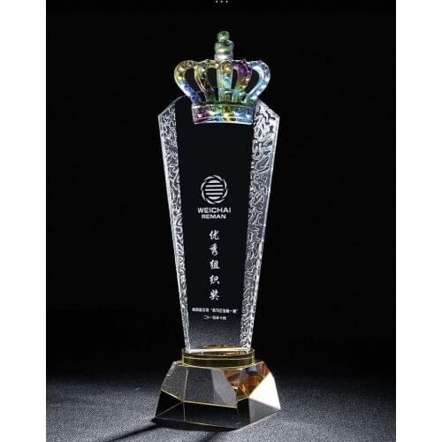 2020 Customize Custom Business gift -30CM TOP COOL Home office ROOM Mascot Match Champion Crown crystal art statue Trophy