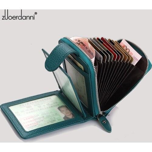 Leather card holder women zipper card bag large capacity multi-functional men drivers license female A817