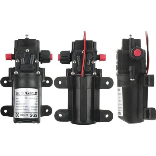 DC12V 24V 70W Micro Electric Diaphragm Water Pump Automatic Switch High Pressure Car Washing Spray Water Pump 0.9Mpa 6L/min