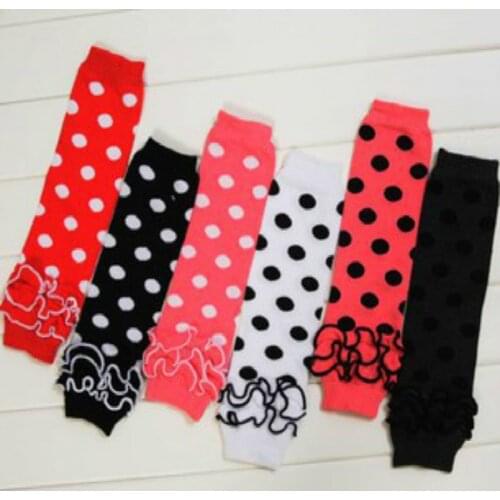 Cute Dot Toddler Kids Thickening Knee Pad Socks 3 Layer Lacework Children Baby Leg Warmers 6pair/lot