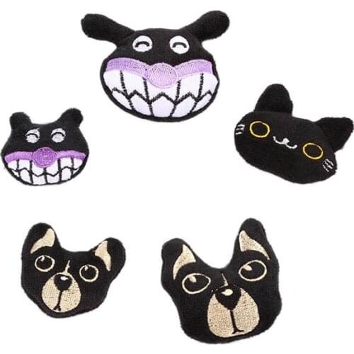 10Pcs/lot Cartoon Plush fabric patches,black germ boy/dog padded appliques,kids headwear,garments accessories,DIY material