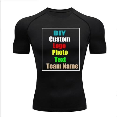 Customize your picture LOGO short-sleeved quick-drying T-shirt running bottoming shirt mens breathable wicking stretch tights