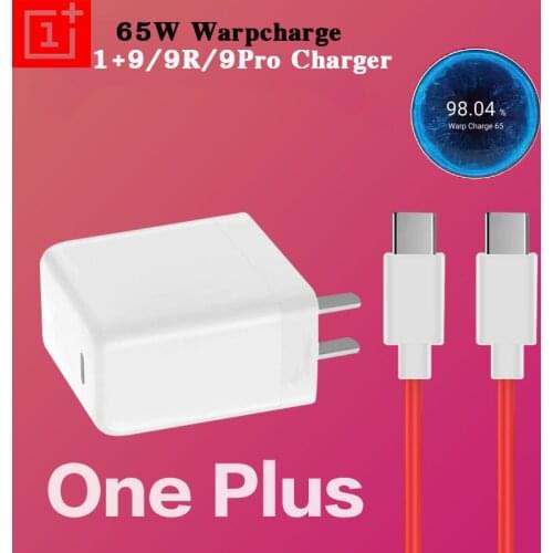 Original Oneplus EU US Plug Charger 65W Quick Warp Charge Adapter USB C To Type C Cable For One Plus 1+ 9 8T Pro 9R Nord LE 5G