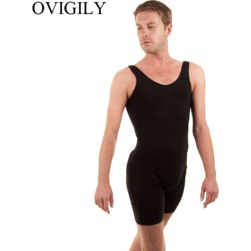 OVIGILY Men One Piece Tank Biketard Adult Spandex Lycra Scoop Neck Sleeveless Ballet Unitards Gymnastics Bodysuit Dancewear Boys