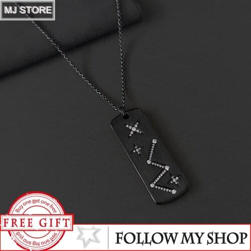 S925 Sterling Silver Black Star Lightning Necklace Simple Fashion Personality High-end Luxury Brand Monaco Jewelry Woman Gift