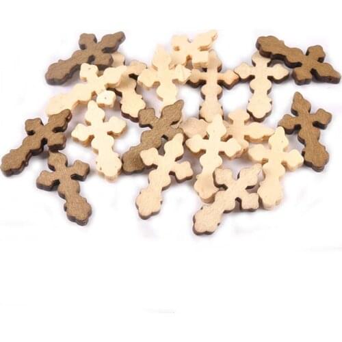 Cross pendants Natural Wooden Hanging Pendant Ornaments Wood Crafts Scrapbookings DIY Jewelry Kids Gifts 20Pcs 23x40mm M2593