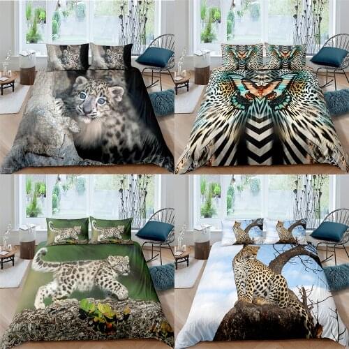 Baby Leopard 3d Bedding Set Home Textiles Cartoon Duvet Cover Set Child Kids Bedding Bedclothes Soft Lightweight Comforter Cover