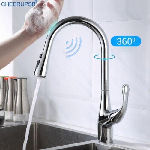 Kitchen Sink Automatic Touch Faucets Pull Out Auto Sensitive Tap Hot Cold Water Mixer Inductive Crane Stream Sprayer Sensor Tap