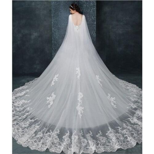 Wedding Cloak White Ivory Tulle Long Bridal Wedding Cape veil Womens Wraps Fashion Shawl bridal wraps