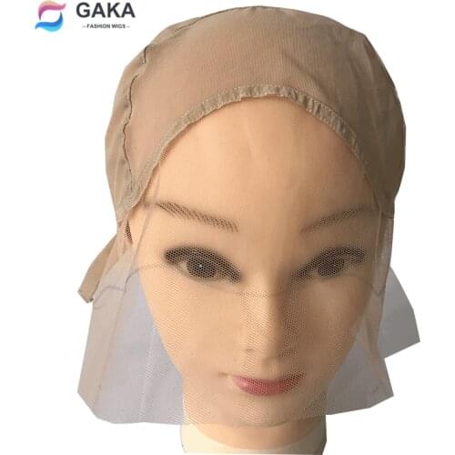 GAKA 1pc U-Part Front Lace Wig Cap for Making Wig with Adjustable Straps Light Brown Weaving Hairnets Mesh No Glue
