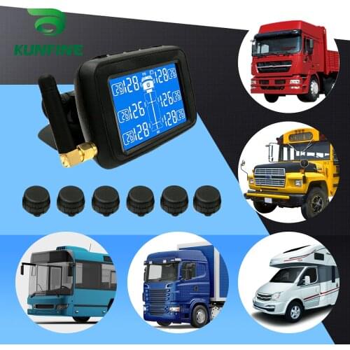 Universal Smart Truck TPMS Tyre Pressure Monitoring System Cigarette Lighter Digital LCD Display Auto Security Alarm 6 sensors