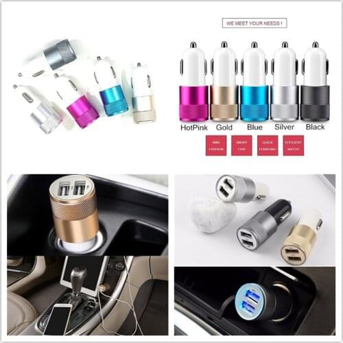 Universal 1pcs Portable DC 3.1A Mini 2-Port USB Car Charger For Phones laptop Car Interior Accessories