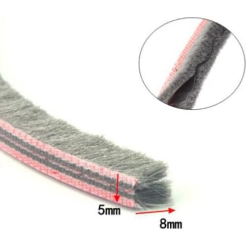 5mm x 8mm aluminum sliding door window gap nylon pile brush seal strip dustproof weatherstrip