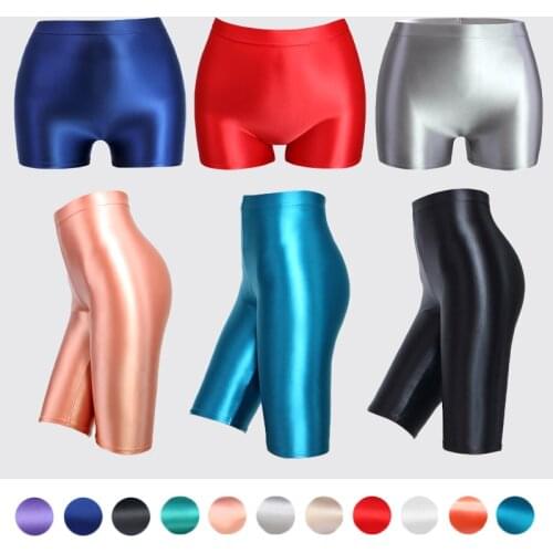 16 colour plus big 3XL satin smooth opaque pantyhose bright wet tights sexy silk Japanese slim high waisted womens shorts