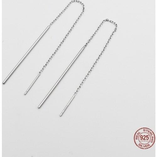LKO Vintage Minimalist Chain Ear Line Long Drop Earrings 925 Sterling Silver Earrings For Women Jewelry Fashion Gifts Bijoux