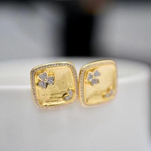 S.EAST SUN S925 silver clover inlaid gem Square Earrings womens wedding fashion jewelry party gifts Italian crafts