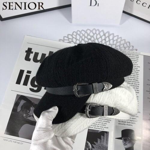 Autumn New French Retro Leather Buckle Women Hat Cotton Comfortable Soft Top Casual Women Beret Octagonal Hat Elegant Women Hat