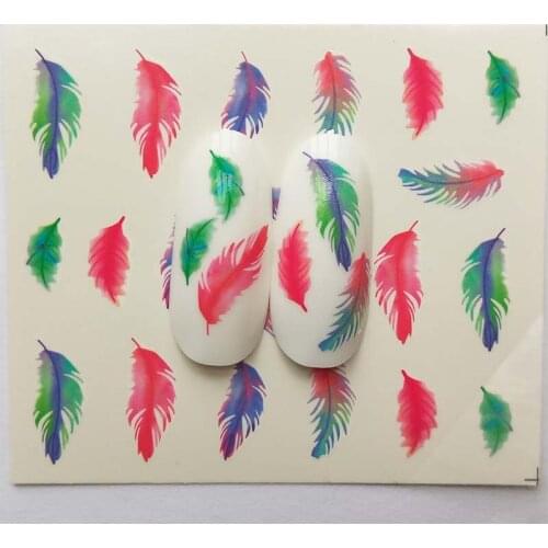 1pcs Water Nail Stickers Decal feathers Leaf Transfer Nail Art Decorations Slider Manicure Watermark Foil Tips B33/B34/B35/B36